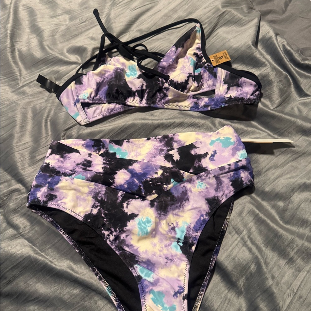 NWT VICTORIA'S SECRET PINK 2 piece SWIM SUIT  in Cabana Purple Tie Dye